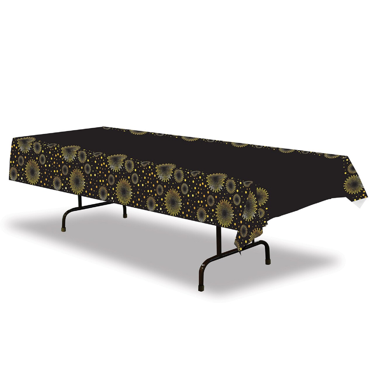 Beistle Set of 12 Black and Gold Celebration Table Cover 108”